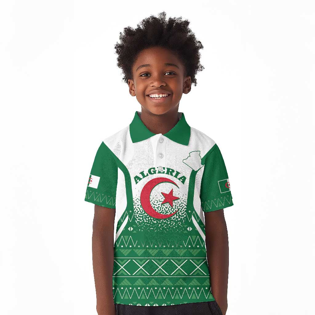 Personalized Afro Algeria Kid Polo Shirt Coat Of Arms African Pattern