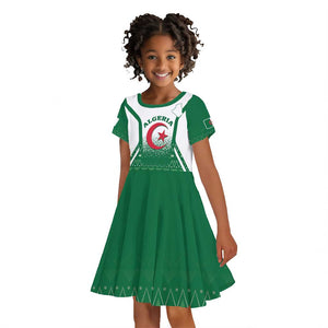 Personalized Afro Algeria Kid Short Sleeve Dress Coat Of Arms African Pattern