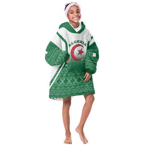 Personalized Afro Algeria Kid Wearable Blanket Hoodie Coat Of Arms African Pattern