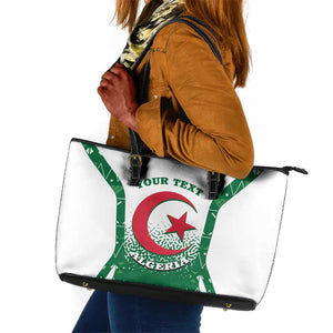 Personalized Afro Algeria Leather Tote Bag Coat Of Arms African Pattern