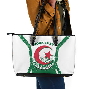 Personalized Afro Algeria Leather Tote Bag Coat Of Arms African Pattern