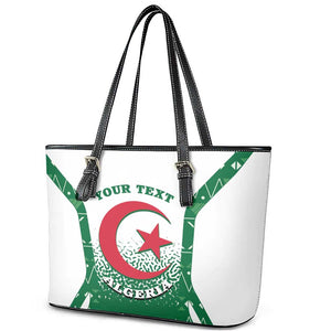 Personalized Afro Algeria Leather Tote Bag Coat Of Arms African Pattern