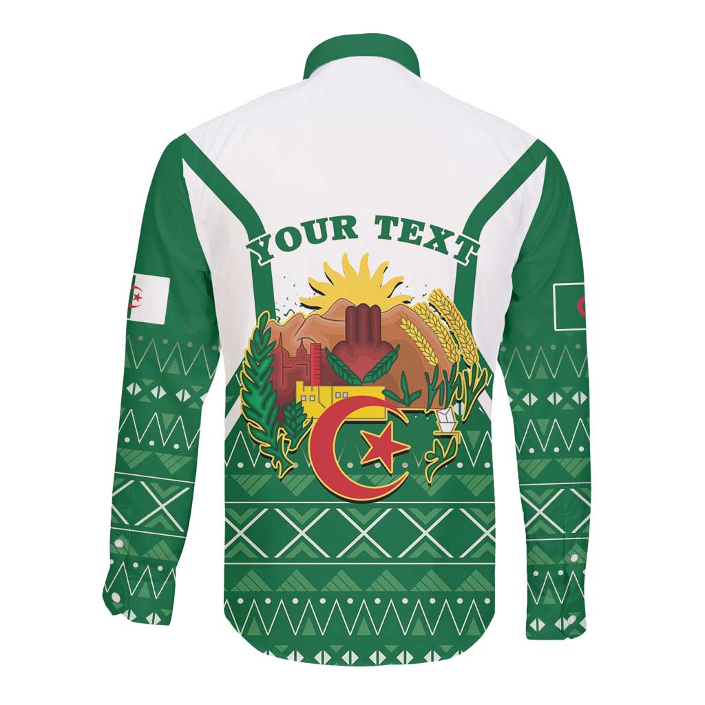 Personalized Afro Algeria Long Sleeve Button Shirt Coat Of Arms African Pattern