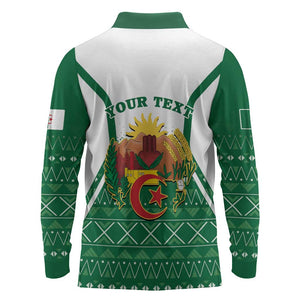 Personalized Afro Algeria Long Sleeve Polo Shirt Coat Of Arms African Pattern