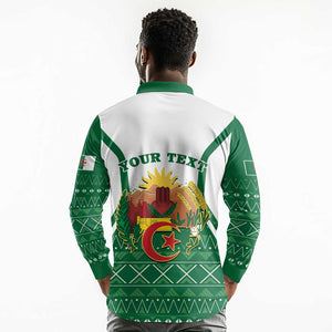 Personalized Afro Algeria Long Sleeve Polo Shirt Coat Of Arms African Pattern