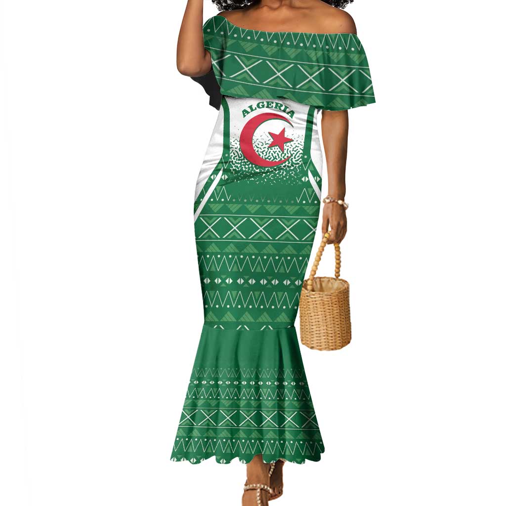 Personalized Afro Algeria Mermaid Dress Coat Of Arms African Pattern