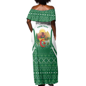 Personalized Afro Algeria Off Shoulder Maxi Dress Coat Of Arms African Pattern