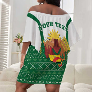 Personalized Afro Algeria Off Shoulder Short Dress Coat Of Arms African Pattern