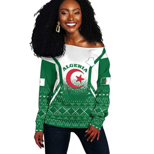 Personalized Afro Algeria Off Shoulder Sweater Coat Of Arms African Pattern