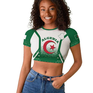 Personalized Afro Algeria Raglan Cropped T shirt Coat Of Arms African Pattern