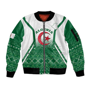 Personalized Afro Algeria Sleeve Zip Bomber Jacket Coat Of Arms African Pattern