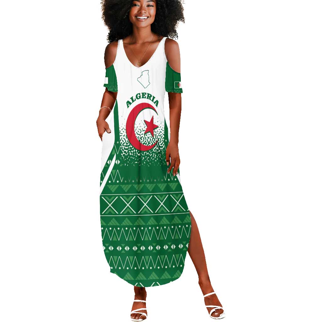 Personalized Afro Algeria Summer Maxi Dress Coat Of Arms African Pattern