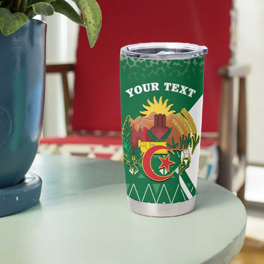 Personalized Afro Algeria Tumbler Cup Coat Of Arms African Pattern
