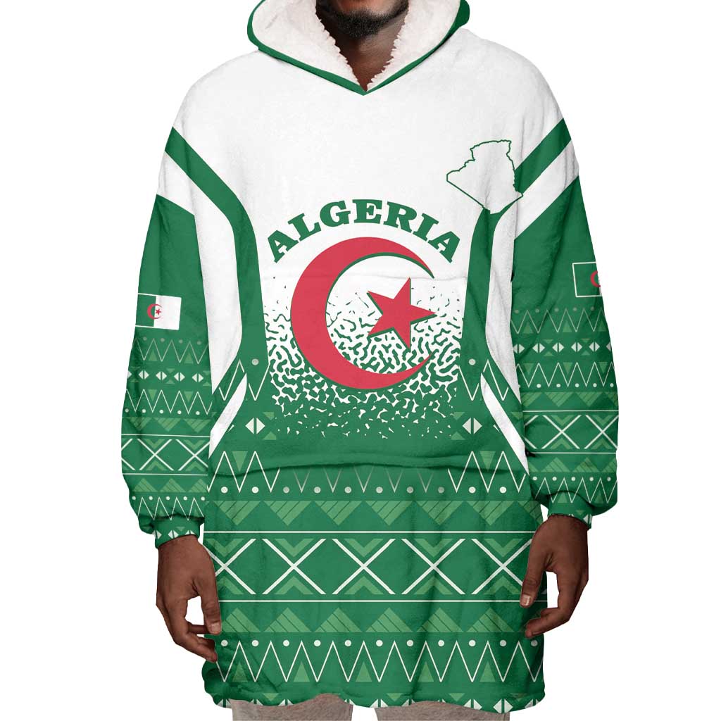 Personalized Afro Algeria Wearable Blanket Hoodie Coat Of Arms African Pattern