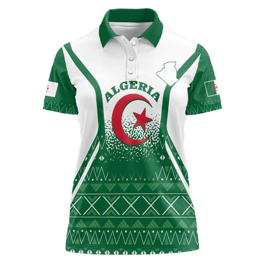 Personalized Afro Algeria Women Polo Shirt Coat Of Arms African Pattern