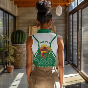 Personalized Afro Algeria Women Sleeveless Polo Shirt Coat Of Arms African Pattern