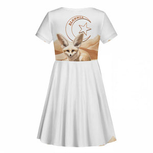 Afro Algeria Fennec Fox Kid Short Sleeve Dress Algerian Sahara Vulpes zerda