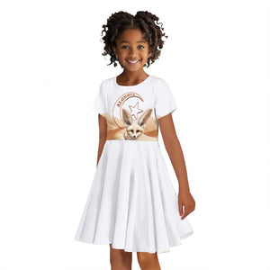 Afro Algeria Fennec Fox Kid Short Sleeve Dress Algerian Sahara Vulpes zerda