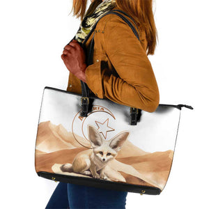 Afro Algeria Fennec Fox Leather Tote Bag Algerian Sahara Vulpes zerda