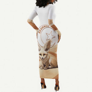 Afro Algeria Fennec Fox Long Sleeve Bodycon Dress Algerian Sahara Vulpes zerda