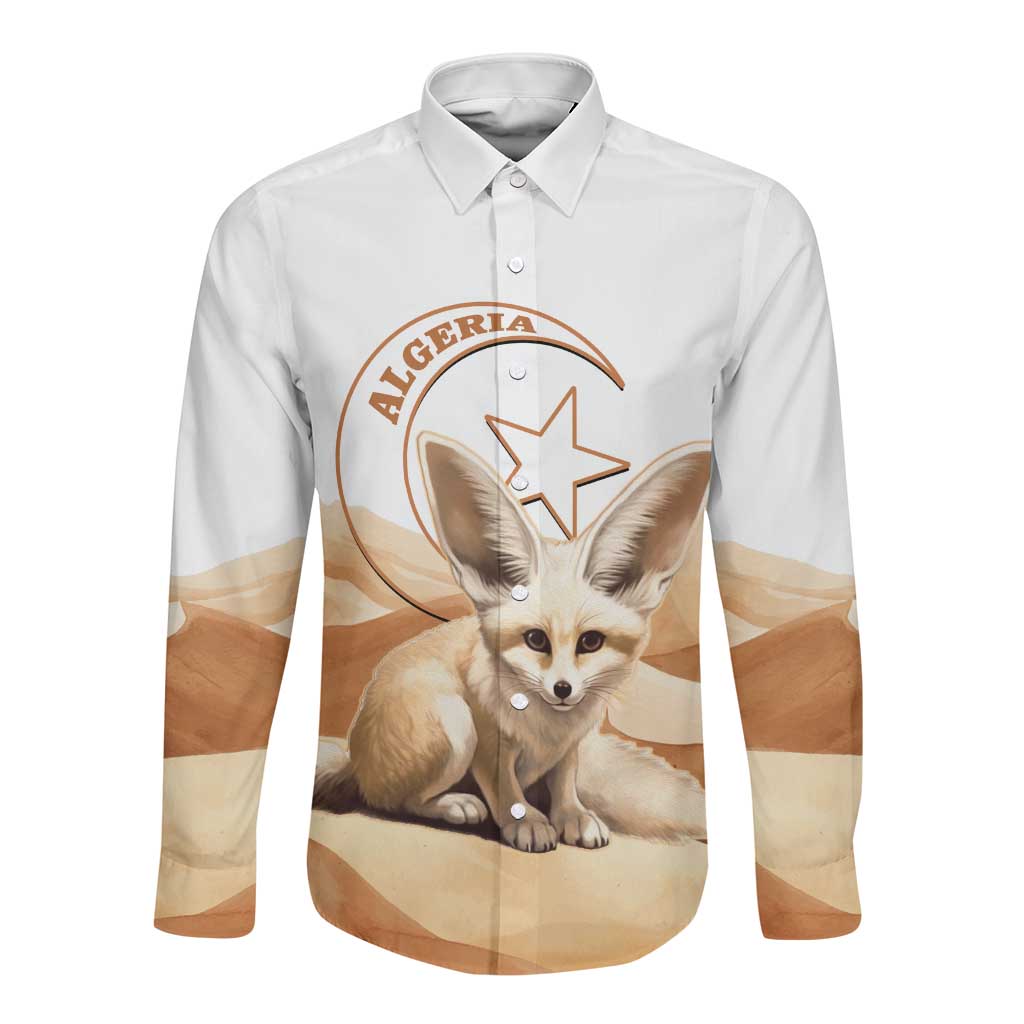 Afro Algeria Fennec Fox Long Sleeve Button Shirt Algerian Sahara Vulpes zerda