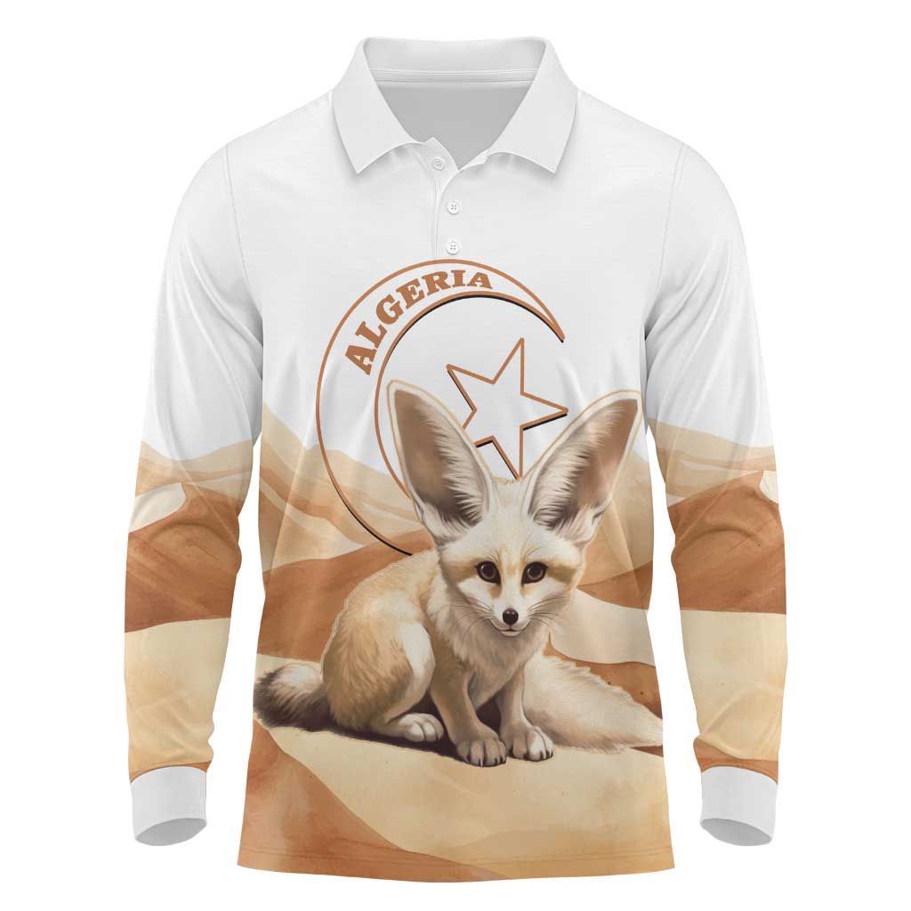 Afro Algeria Fennec Fox Long Sleeve Polo Shirt Algerian Sahara Vulpes zerda