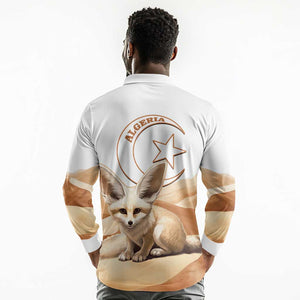 Afro Algeria Fennec Fox Long Sleeve Polo Shirt Algerian Sahara Vulpes zerda