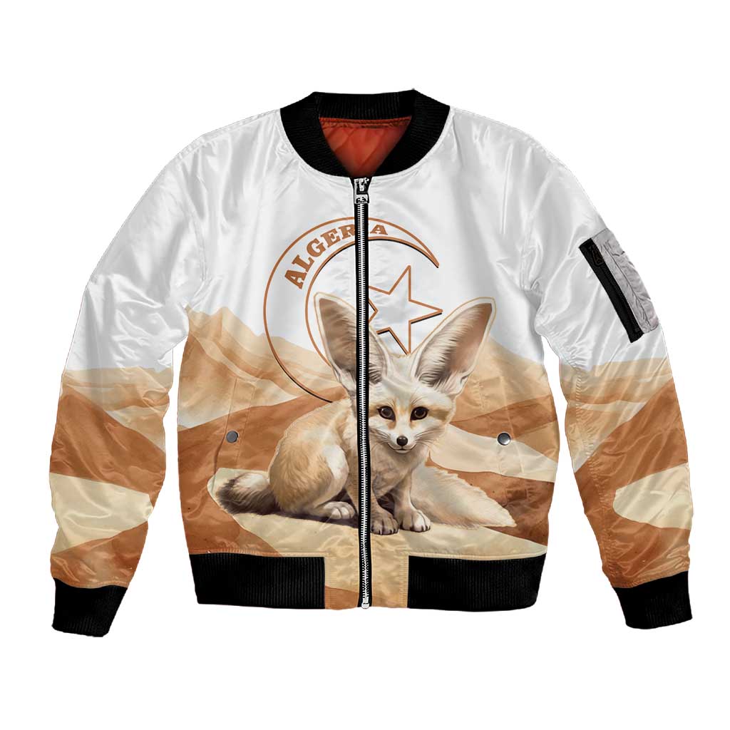 Afro Algeria Fennec Fox Sleeve Zip Bomber Jacket Algerian Sahara Vulpes zerda