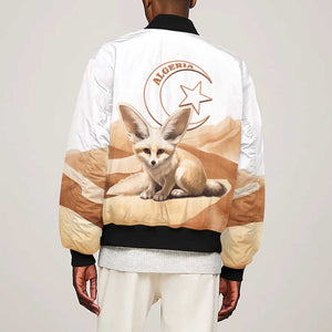 Afro Algeria Fennec Fox Sleeve Zip Bomber Jacket Algerian Sahara Vulpes zerda