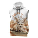 Afro Algeria Fennec Fox Sleeveless Zip Hoodie Algerian Sahara Vulpes zerda - African Pride