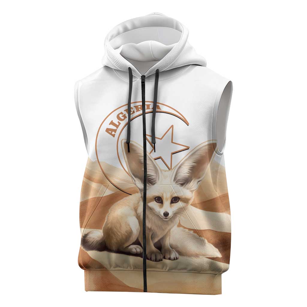 Afro Algeria Fennec Fox Sleeveless Zip Hoodie Algerian Sahara Vulpes zerda - African Pride