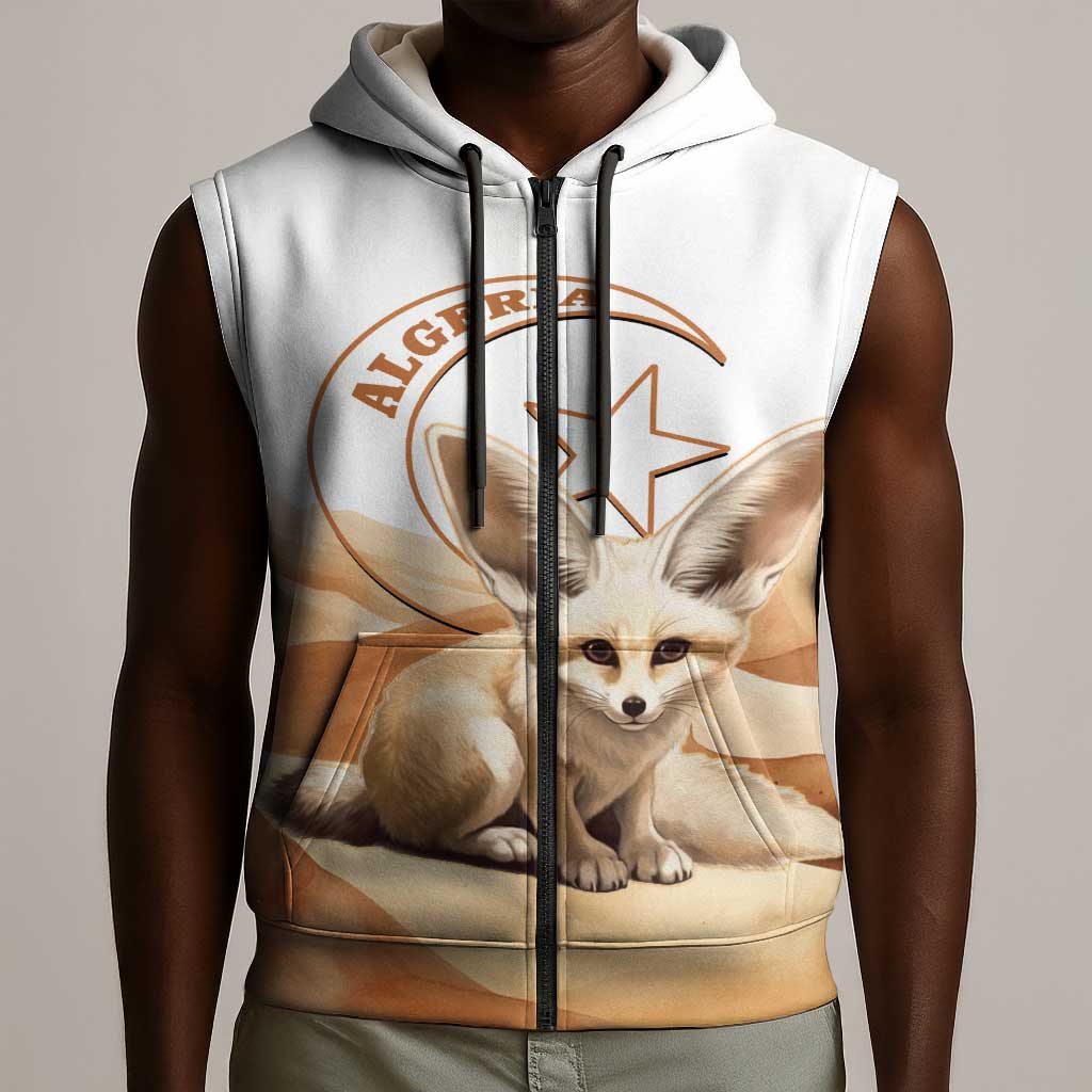 Afro Algeria Fennec Fox Sleeveless Zip Hoodie Algerian Sahara Vulpes zerda - African Pride