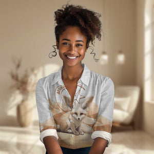 Afro Algeria Fennec Fox Women Casual Shirt Algerian Sahara Vulpes zerda