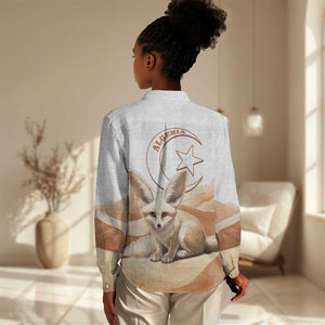 Afro Algeria Fennec Fox Women Casual Shirt Algerian Sahara Vulpes zerda