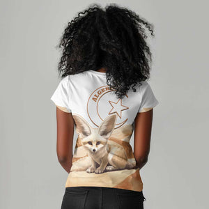 Afro Algeria Fennec Fox Women V-Neck T-Shirt Algerian Sahara Vulpes zerda