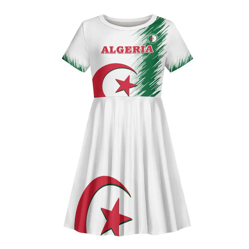 Custom Algeria Football Kid Short Sleeve Dress Go The Greens