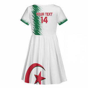 Custom Algeria Football Kid Short Sleeve Dress Go The Greens