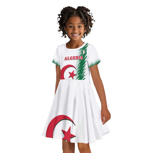 Custom Algeria Football Kid Short Sleeve Dress Go The Greens