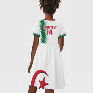 Custom Algeria Football Kid Short Sleeve Dress Go The Greens