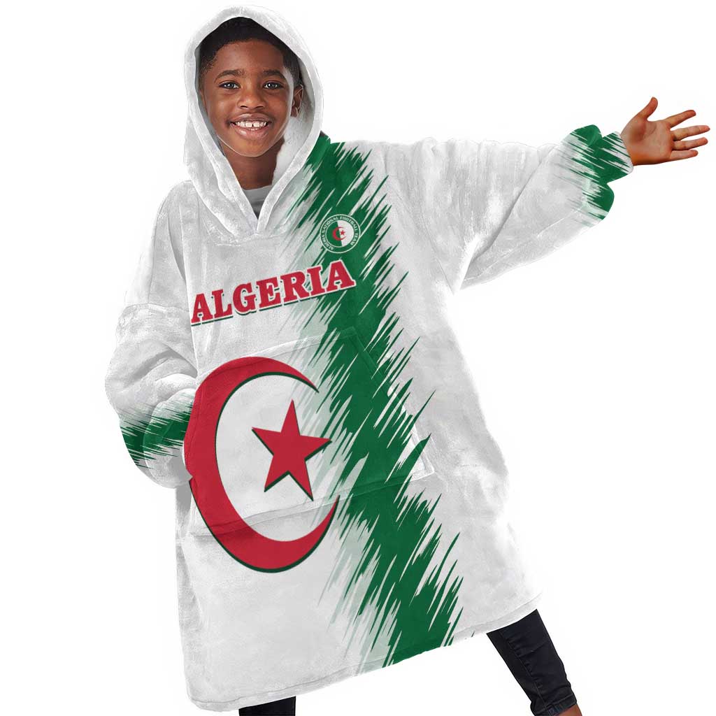 Custom Algeria Football Kid Wearable Blanket Hoodie Go The Greens