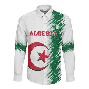 Custom Algeria Football Long Sleeve Button Shirt Go The Greens