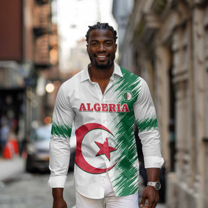 Custom Algeria Football Long Sleeve Button Shirt Go The Greens