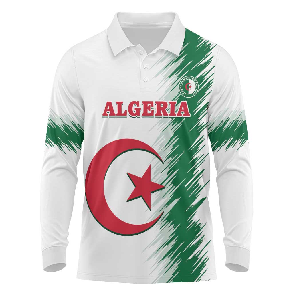 Custom Algeria Football Long Sleeve Polo Shirt Go The Greens