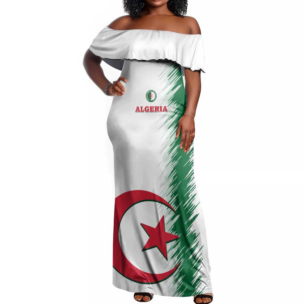 Custom Algeria Football Off Shoulder Maxi Dress Go The Greens