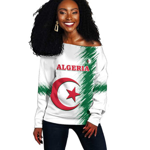 Custom Algeria Football Off Shoulder Sweater Go The Greens