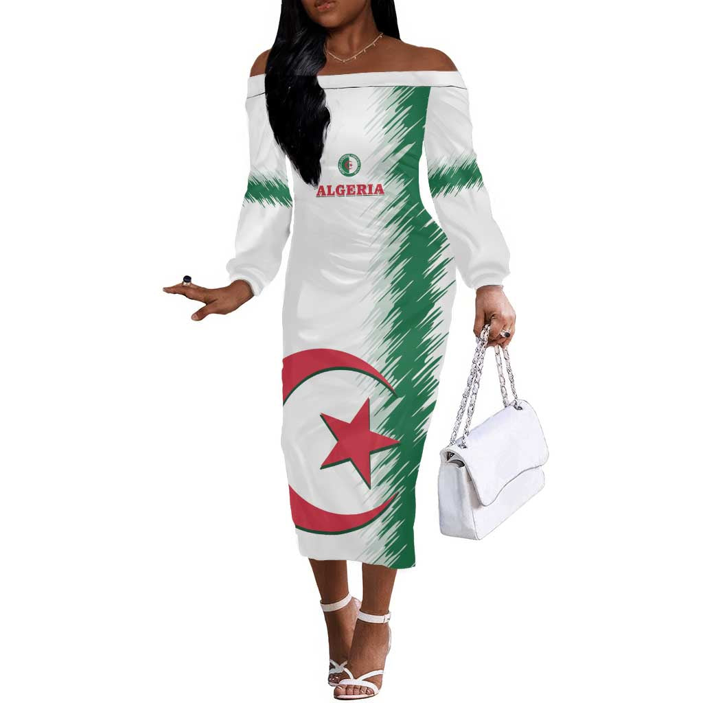 Custom Algeria Football Off The Shoulder Long Sleeve Dress Go The Greens