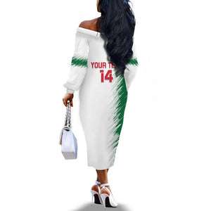 Custom Algeria Football Off The Shoulder Long Sleeve Dress Go The Greens