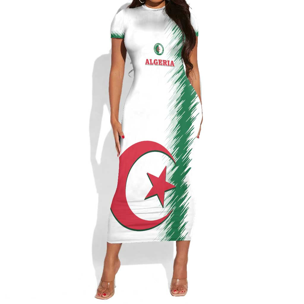 Custom Algeria Football Short Sleeve Bodycon Dress Go The Greens