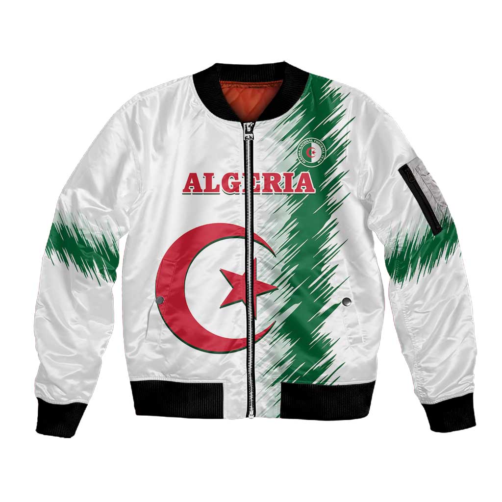 Custom Algeria Football Sleeve Zip Bomber Jacket Go The Greens