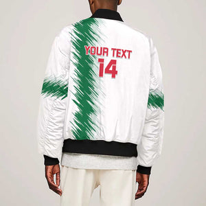 Custom Algeria Football Sleeve Zip Bomber Jacket Go The Greens